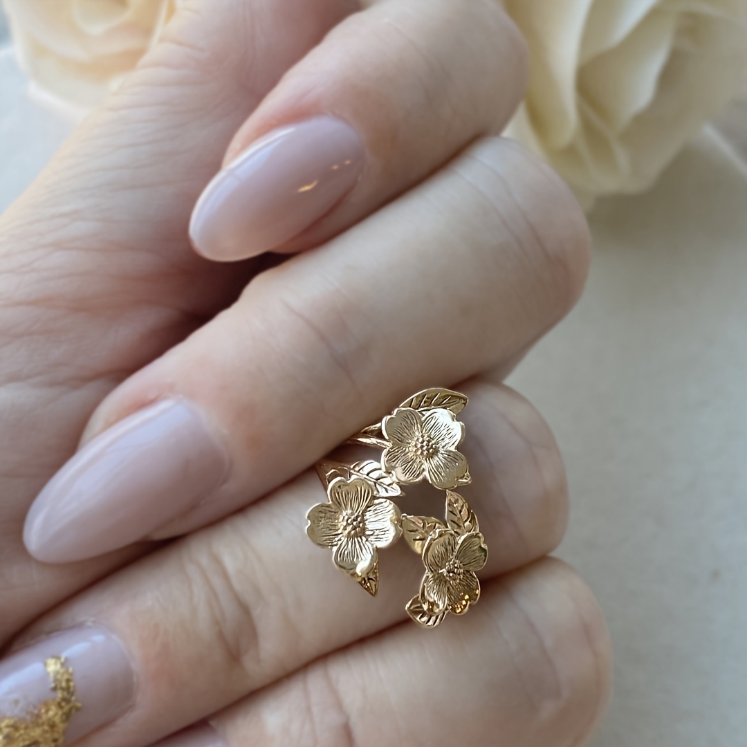Bohemian Copper Floral Stone Open Ring Middle Eastern Inspired Jewelry